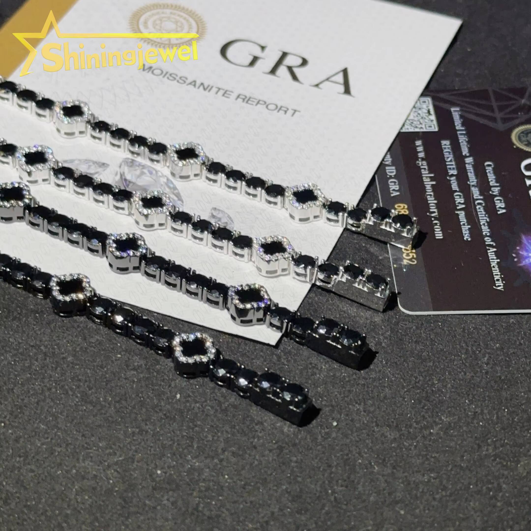 Fashion 3mm 5mm Iced Out Tennis Chain 925 Silver Moissanite Diamond Tennis Necklace Pass Diamond Test Moissanite Bracelet