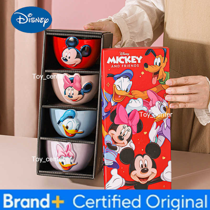 Disney Mickey And Friends Embossed Ceramic Bowl Plate Set 3d Cartoon Tableware Home Kitchen High Aesthetic Christmas Gift Box H260302