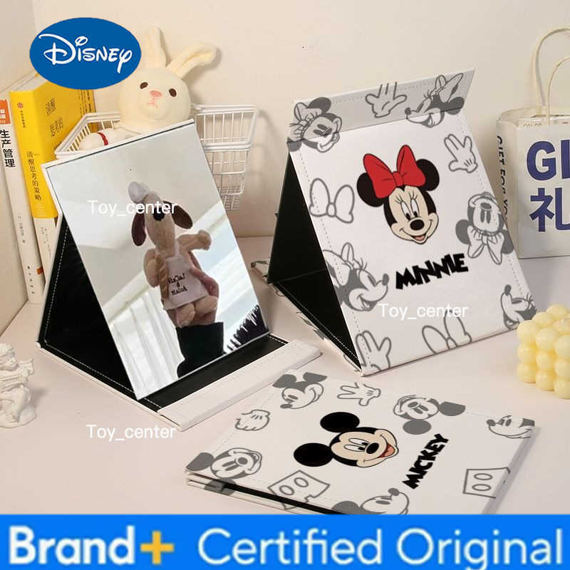 Disney Mickey Mirror Portable Minnie Mouse Folding Vanity Mirror Anime Women School Office Cartoon Girls Desktop Makeup Tools H260302