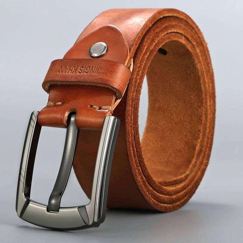 Belt, leather, genuine cowhide, handcrafted men's belt, youth retro needle buckle, top layer jeans belt S260228