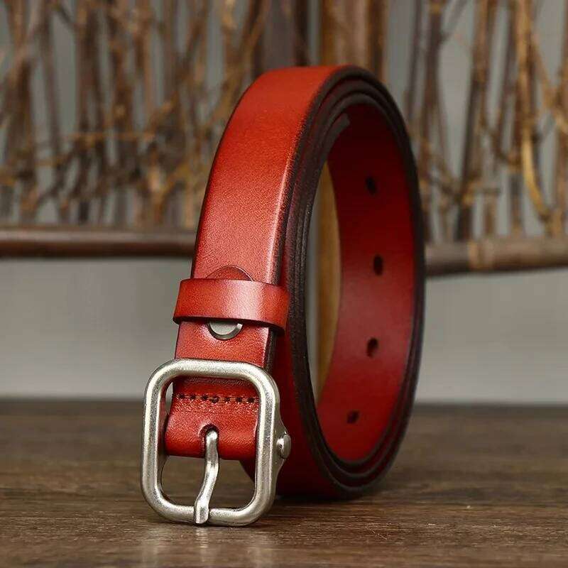 2.4CM Women's Casual Women Thick Cowskin Genuine Leather Male Strap Pure Color Belts Top Quality Jeans Belt S260228