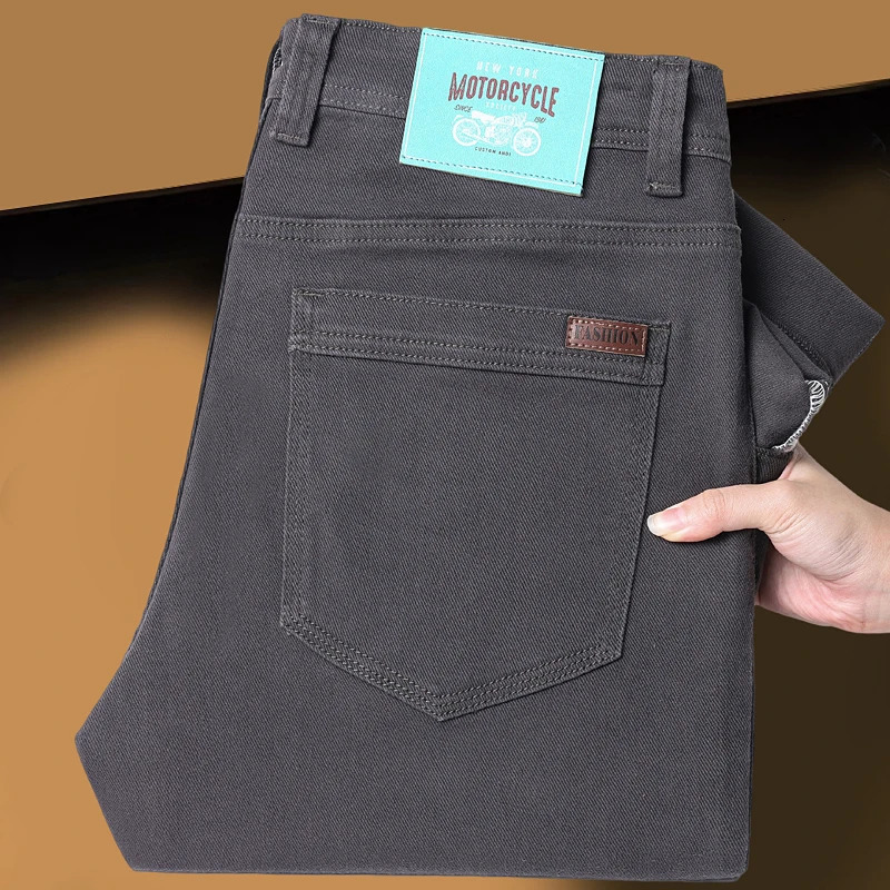 Classic Style 3 Colors Autumn Mens Slim Brown Jeans High Quality Business Casual Stretch Denim Pants Male Trousers 260228