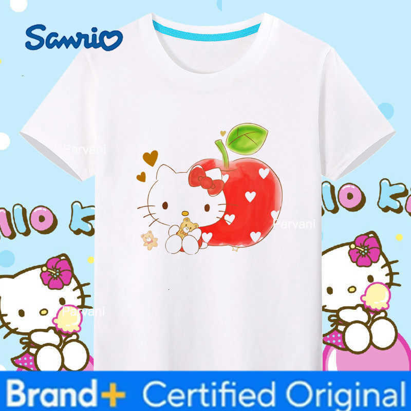 Sanrio HelloKitty Childrens Summer Pure Cotton Short Sleeved Printed T-shirt Parent Child Round Neck Comfortable Base Shirt H260302