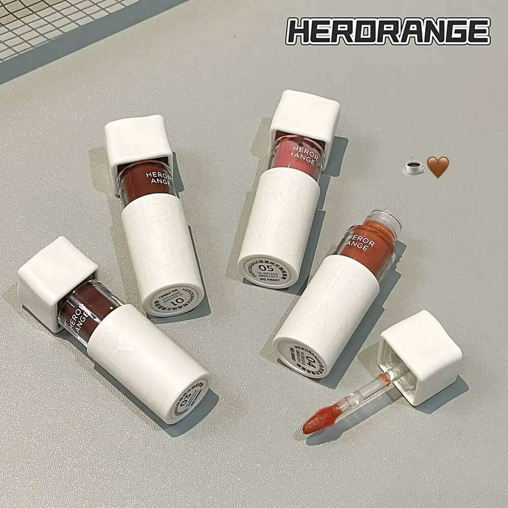 Herorange Mirror Gloss Water Glossy Glaze Ultra Pigmented Long-Lasting Non-Stick Cup Non-Sticky Moisturizing High Saturation Liquid Lip Mud Christmas 