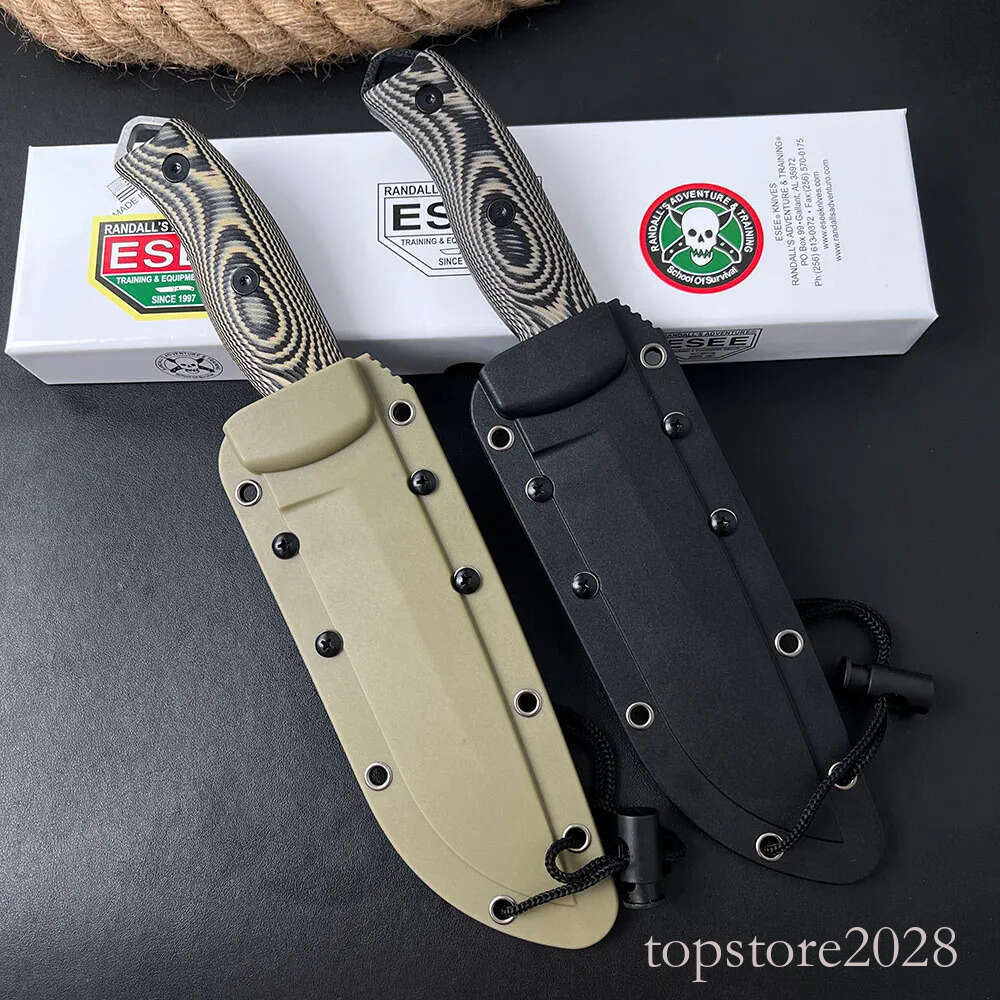 H2501 ESEE-5 Survival Straight Knife 1095 High Carbon Steel Stone Wash Drop Point Full Tang G10 Handle Outdoor Fixed Blade Knives with Kydex