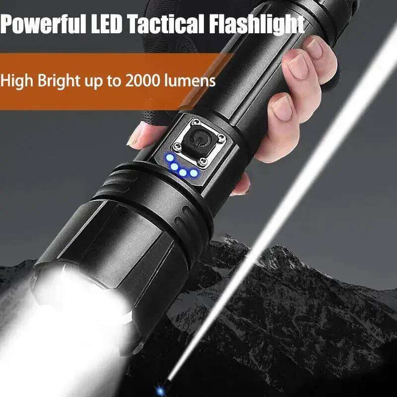 Powerful Super Bright LED Flashlight P50 Or Laser Wick Rechargeable Torch Camping Adventure Tactical Lantern Long Shot Hand Lamp Z260301