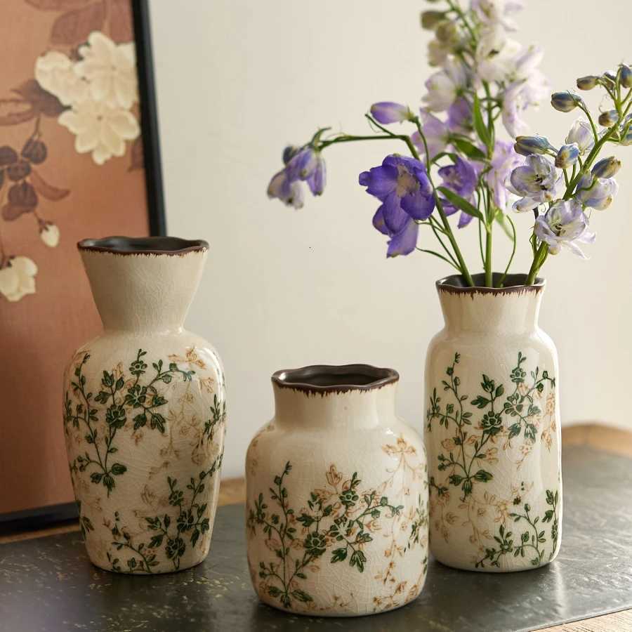Ceramic Vase Mini Ornament Wabi Sabi Style Living Room Flower Arrangement Retro Dining Table DecorT260302