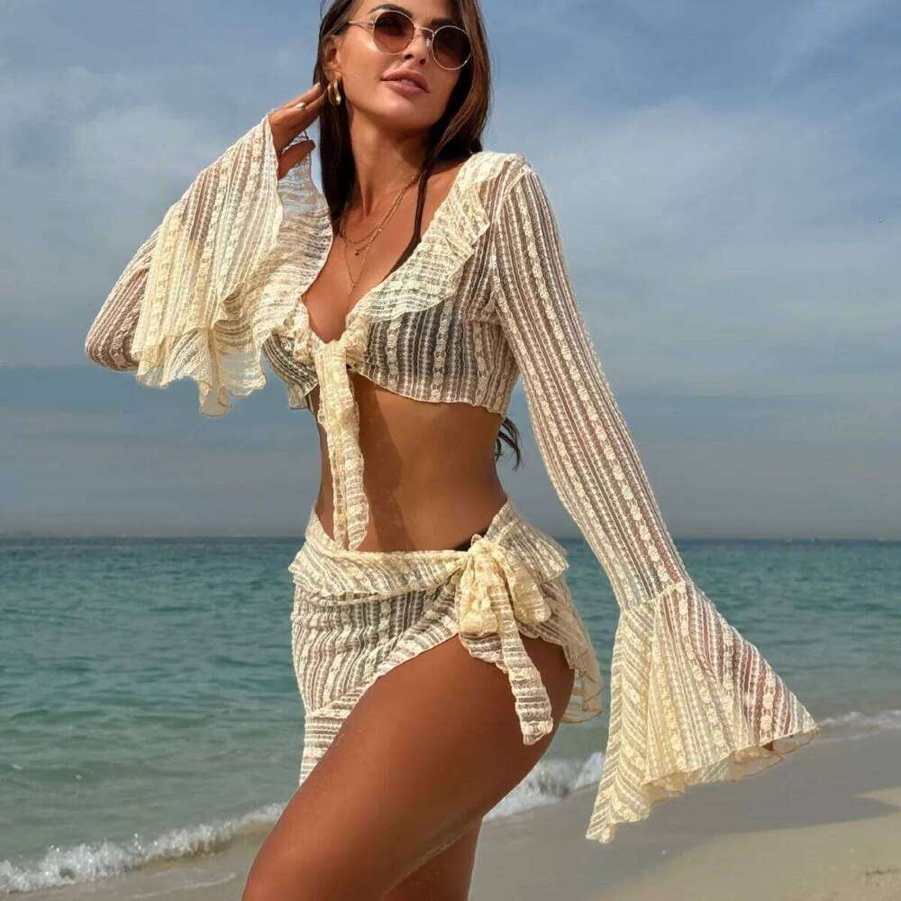 2025 new lace mesh four-piece split bikini swimsuit Z260301