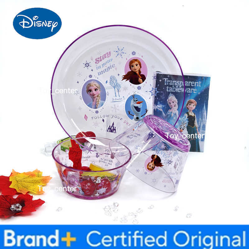Disney 1pc cartoon Frozen Anna Elsa and Olaf AS plastic transparent plate bowl family dinner and birthday party gift tableware H260302
