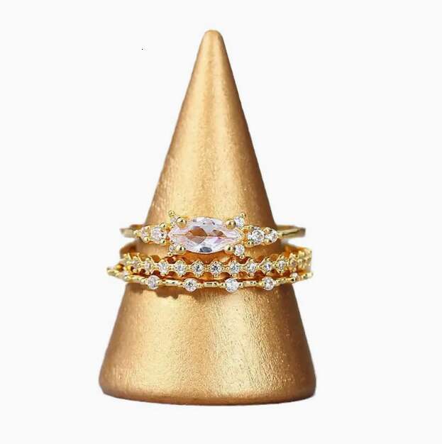 Ring Stackable Horse Eye Stone with Shiny Cubic Zirconia Gold Silver Plated for Wedding Engagement and Special Occasion Jewellery Gift High Quality Te