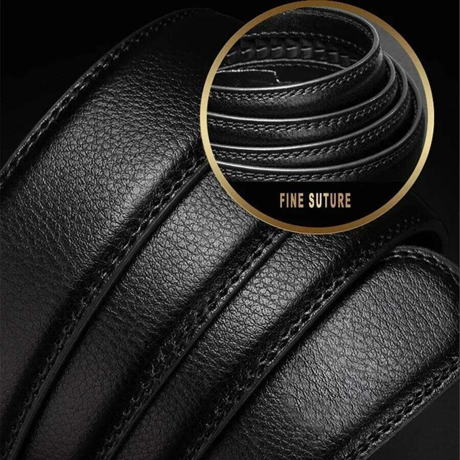 Luxury 3.5cm Width Cowhide Leather Ratchet Belts For Men Adjustable Automatic Buckle Mens Business Casual Belt B1503 S260228