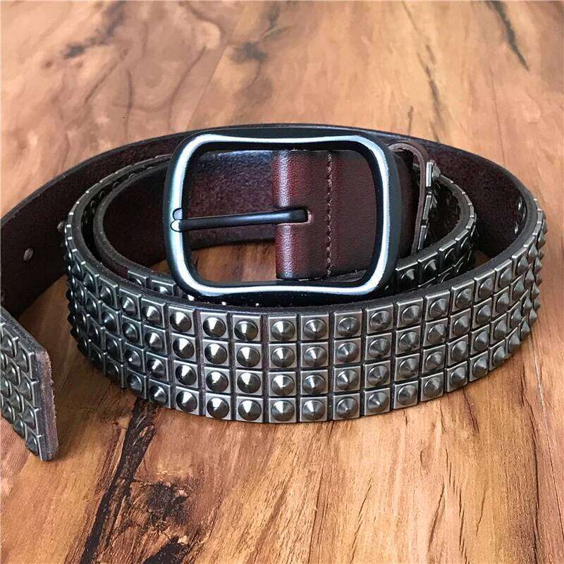 Cowboy Metal For Men Punk Rivet Men's Jeans Rock Style Western Male Belt Cinturone MBT0593 S260228