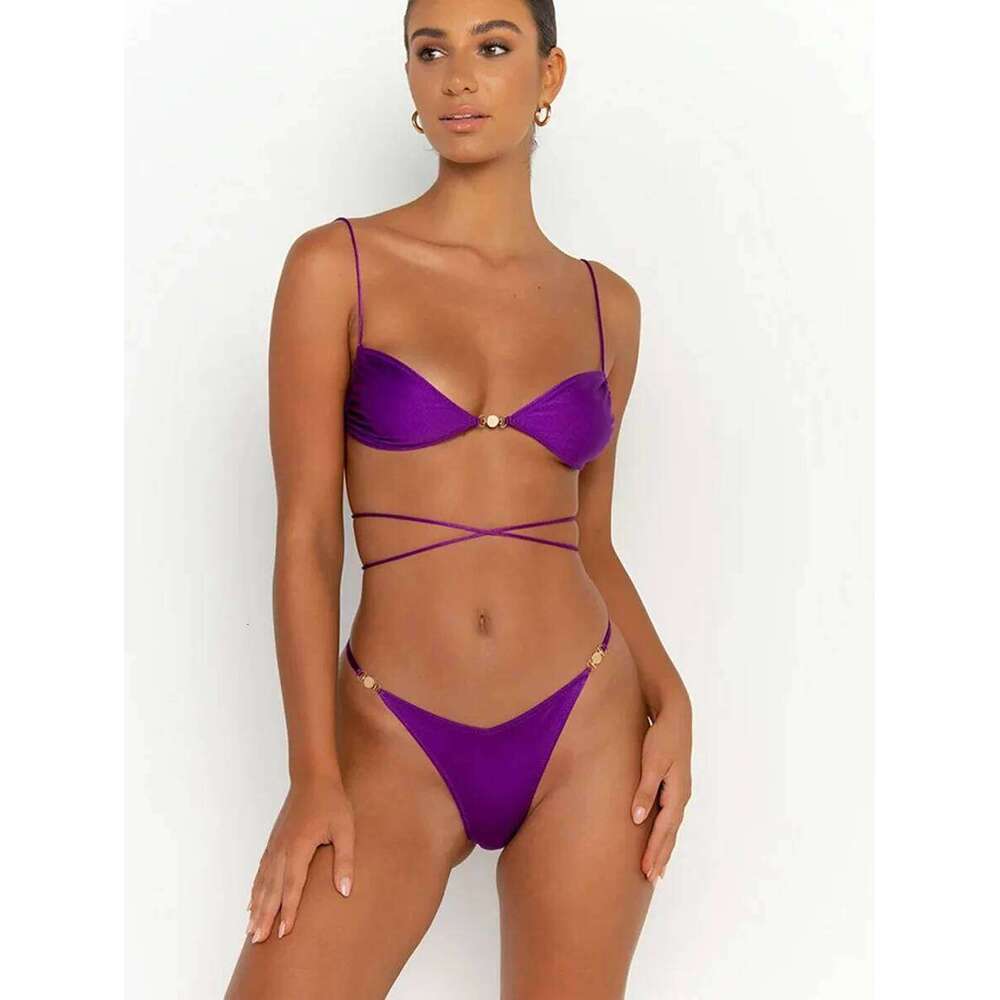 Bandage Bikinis Solid Micro Women 2025 Sexy String Swimwear Brazilian Bikini Set Thong Biquini Swim Suits Beachwear Z260301