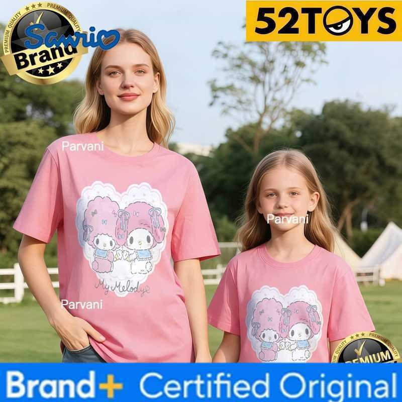 Sanrio 52TOYS Little Twin Stars Heart Print Family T-shirts 2026 Summer 100 Cotton Casual Loose Parent-Child Tees Single Piece3Pcs H260302