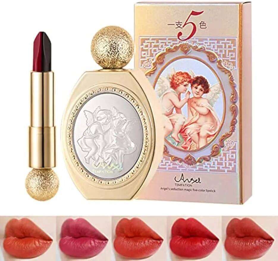 5 Colors in 1 Magic Moisturizing Matte Lazy with Makeup Mirror Long Lasting Lipstick H260302