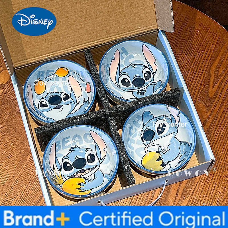 Disney Stitch ceramic bowl fruit bowl household bowls plates tableware childrens cute soup rice high temperature resistant bowl gifts H260302