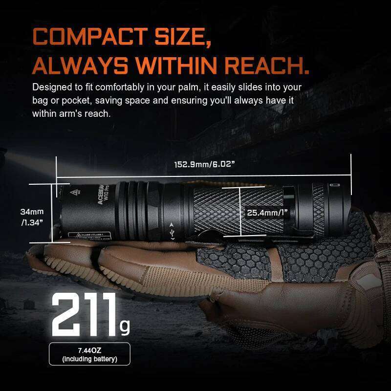 ACEBEAM W10 pro LEP 1425M Long Range 750 Lumens Flashlight with 21700 USB-C port Rechargeable and Replaceable Battery Z260301