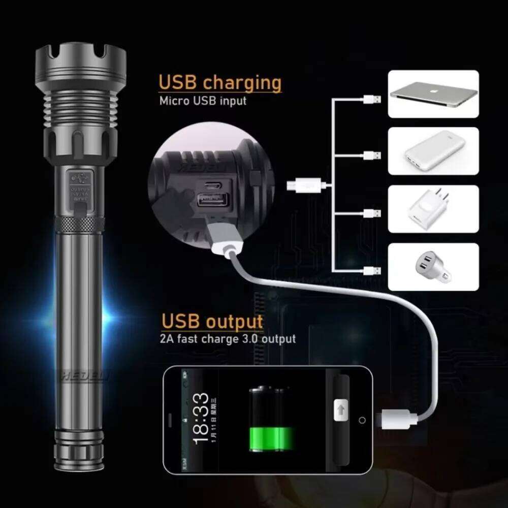 Super Powerful XHP90.2 LED Flashlight USB Rechargeable Tactical 26650 Battery Zoom Camp Torch Waterproof Hunting Light Z260301