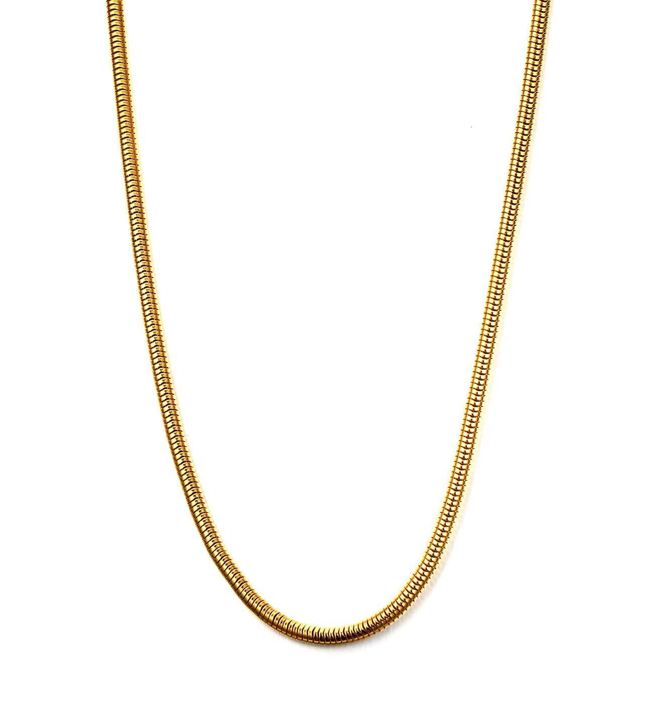 High End 18K PVD Gold Plated Herringbone Choker Necklace Snake Stainless Steel Necklace