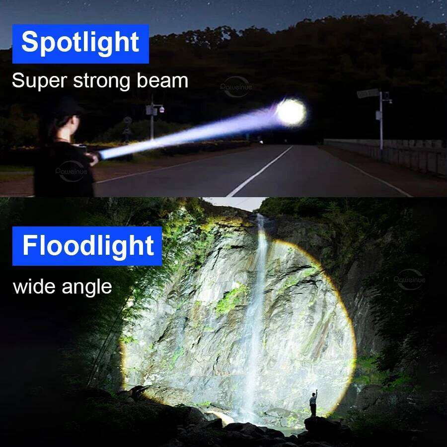 9990000000LM Most Powerful LED Flashlights Ultra Bright Long Range 5000M Torch Light Big Aperture USB Rechargeable Portable Lamp Z260301