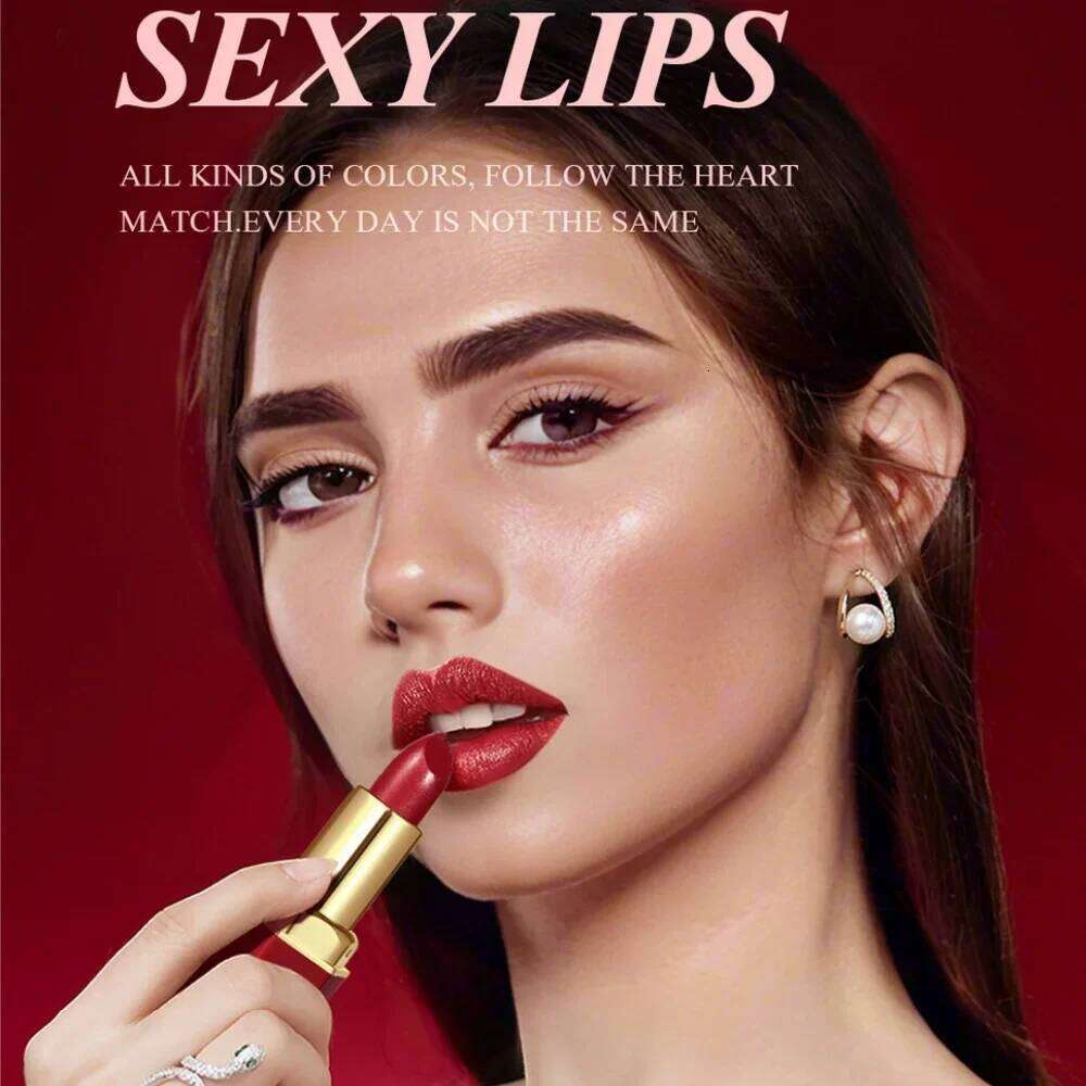 SAM SUGAR 6pcs Lipstick Set - Matte & Shiny Diamond Finish Long-Lasting Non-Sticky Moisturizing Velvet Sexy Red Colors Lip Kit H260302