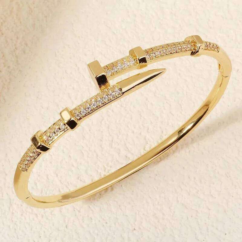 YISON New Female Nail Bracelets Trendy Zircon Bracelet for Women Everyday Party Festive Jewelry Girl's Gifts XJ260302