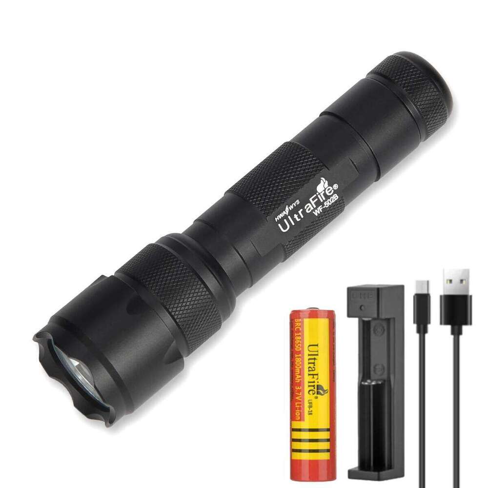 UltraFire WF-502B Tactical Flashlight Long Range 5W High Powerful Camping Torch Light Rechargeable Lantern for Daily Carry Z260301