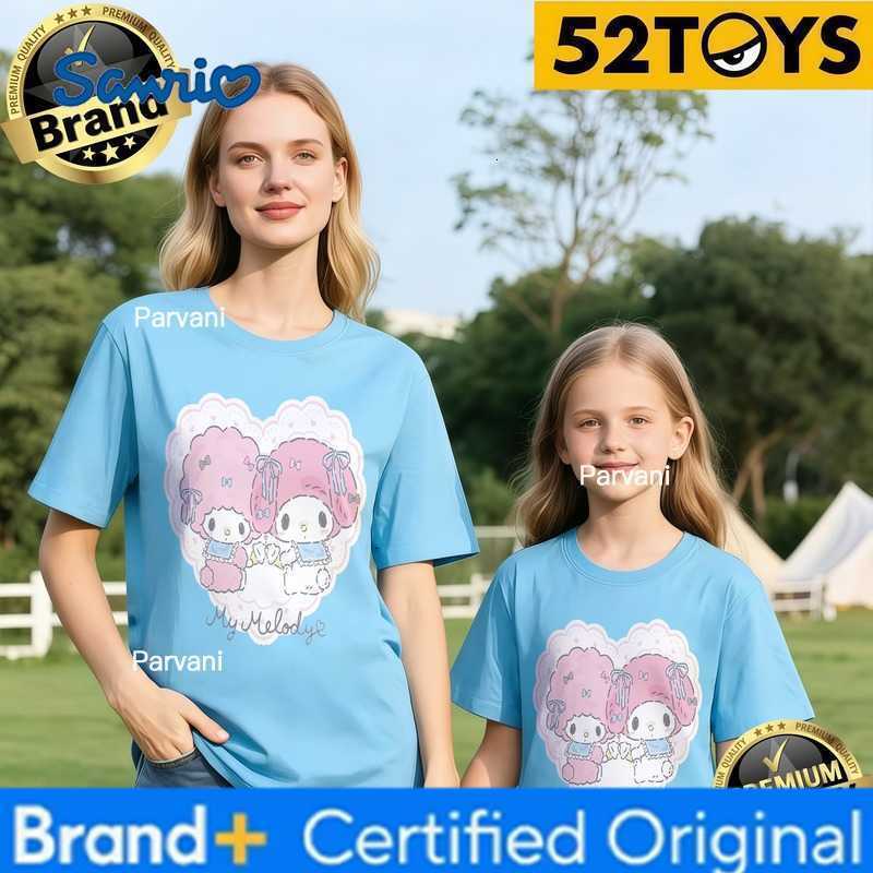 Sanrio 52TOYS Little Twin Stars Heart Print Family T-shirts 2026 Summer 100 Cotton Casual Loose Parent-Child Tees Single Piece3Pcs H260302