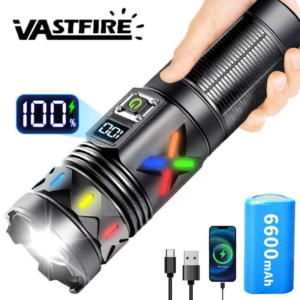 6600MAH High Bright White Light Laser Aluminum Alloy Torch Hiking Telescopic Zoom Flashlight Outdoor Camping Lantern Z260301