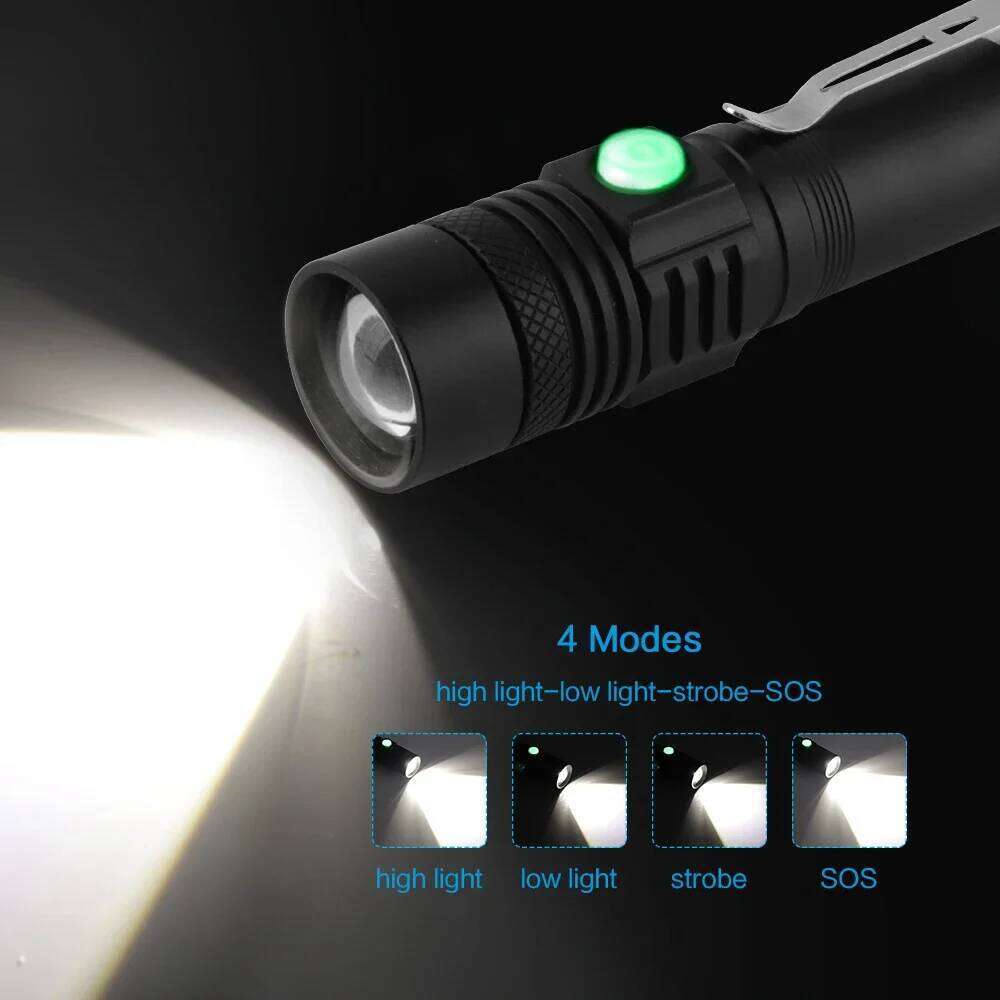 BORUiT C6 1000LM LED Zoomable Flashlight Mirco USB Rechargeable Torch Waterproof Camping Fishing Emergency Lantern Z260301