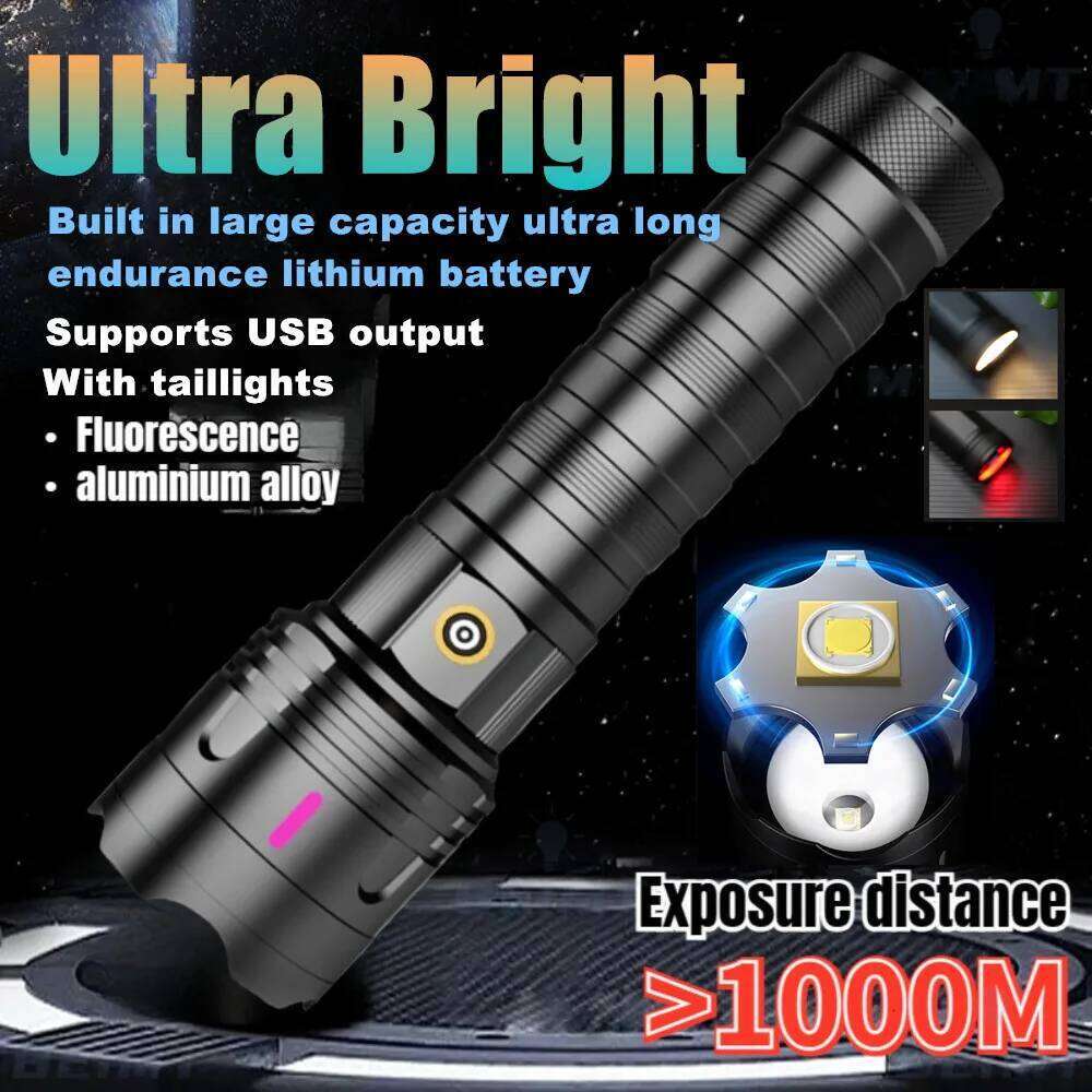 Ultra Bright White Laser LED Flashlight Rechargeable Long Range Zoomable Tactical Handheld Light Outdoor Camping Lantern Z260301