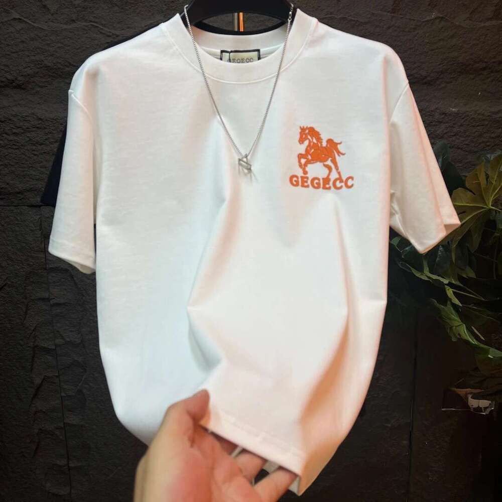 Autumn New Round Neck Trendy Men's Brand Short Sleeve Footprint Casual Versatile Fashion T-Shirt