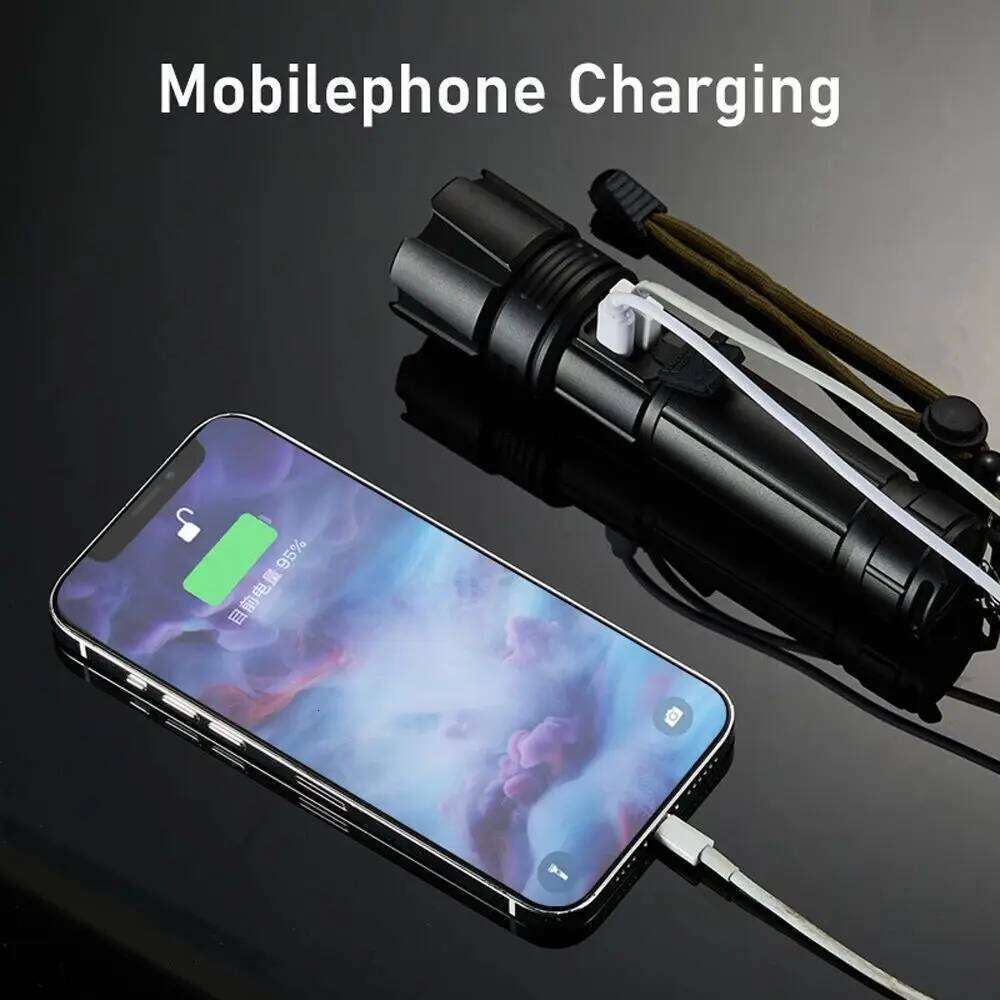 High-power strong light LED flashlight zoomable USB rechargeable with and ultra-bright long-range Aluminium alloy outdoor torch Z260301