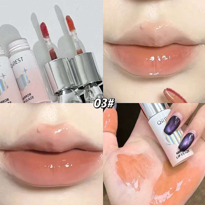 QIBEST Moisturizing Mirror Glaze Long Lasting Color Non Greasy Texture Liquid Lip Pigment Not Easy To Stick Lipgloss H260302