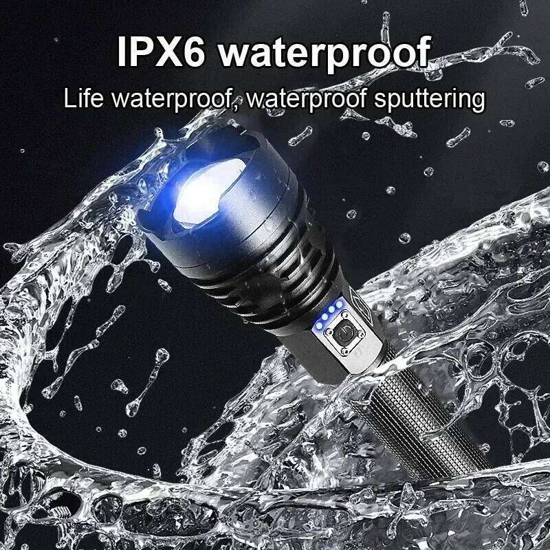 Most Powerful XHP90 LED Flashlight 100000LM USB Rechargeable Zoom Lantern Waterproof Hand Lamp Outdoor Camping Tactical Torch Z260301
