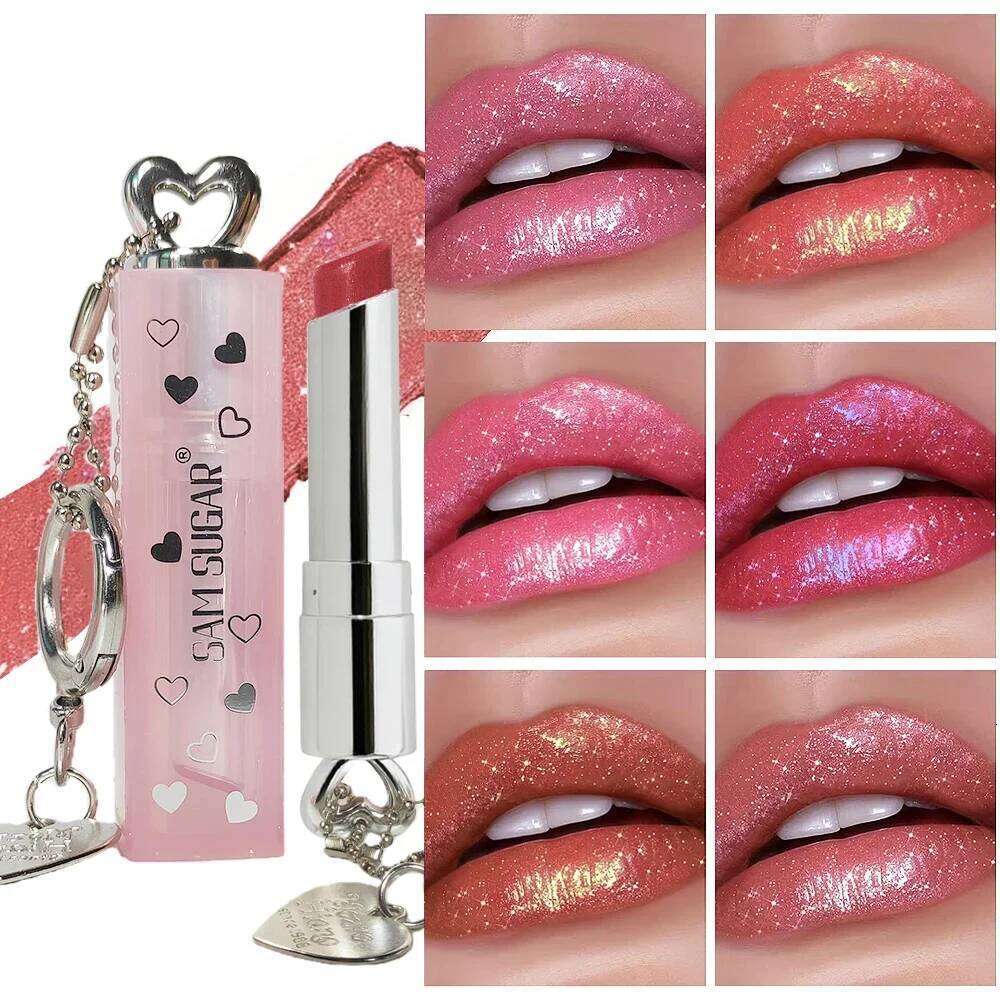 Velvet Metallic Shine Long Lasting Moisturizing No Grainy Highly Pigmented 3D Diamond Glitter Heart Love Lipstick H260302
