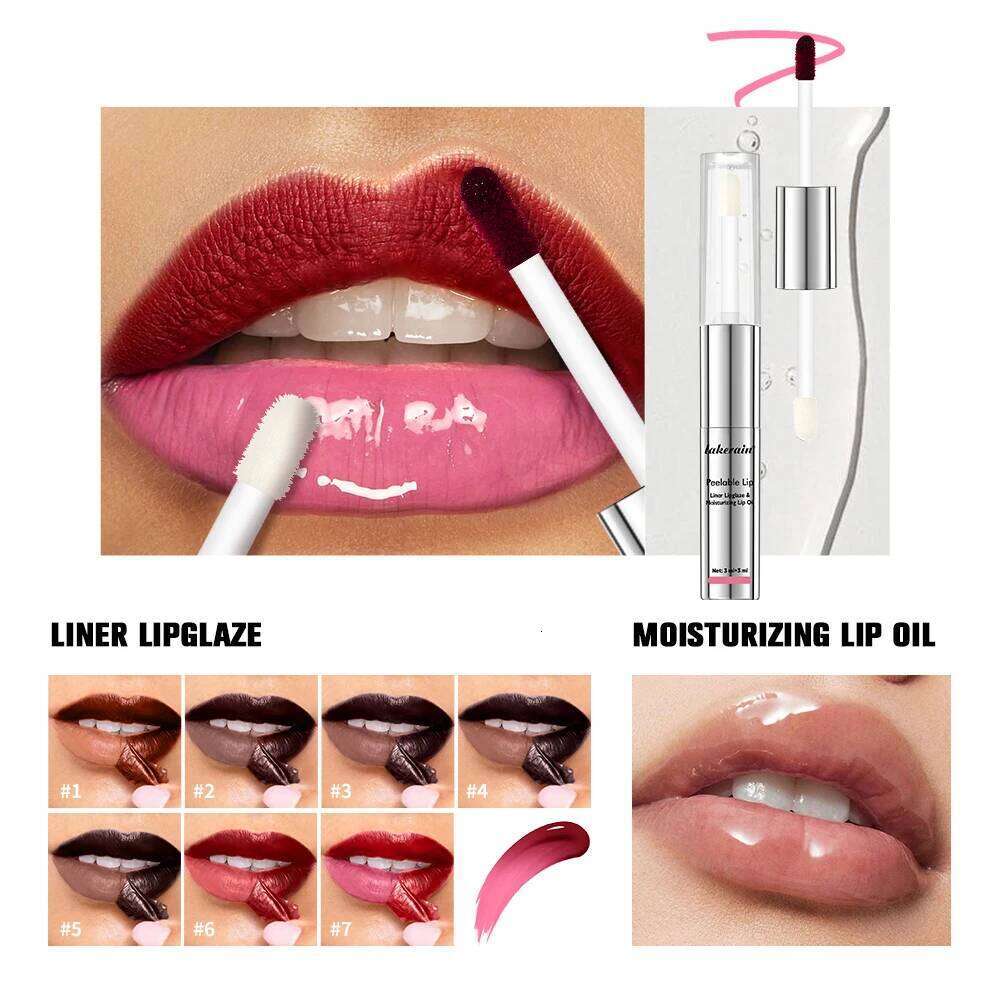 Waterproof Peel Off Liner And Lip Gloss Double Head Matte Nourishing Smudge Proof Lipstick Long Lasting Cosmetics Makeup H260302