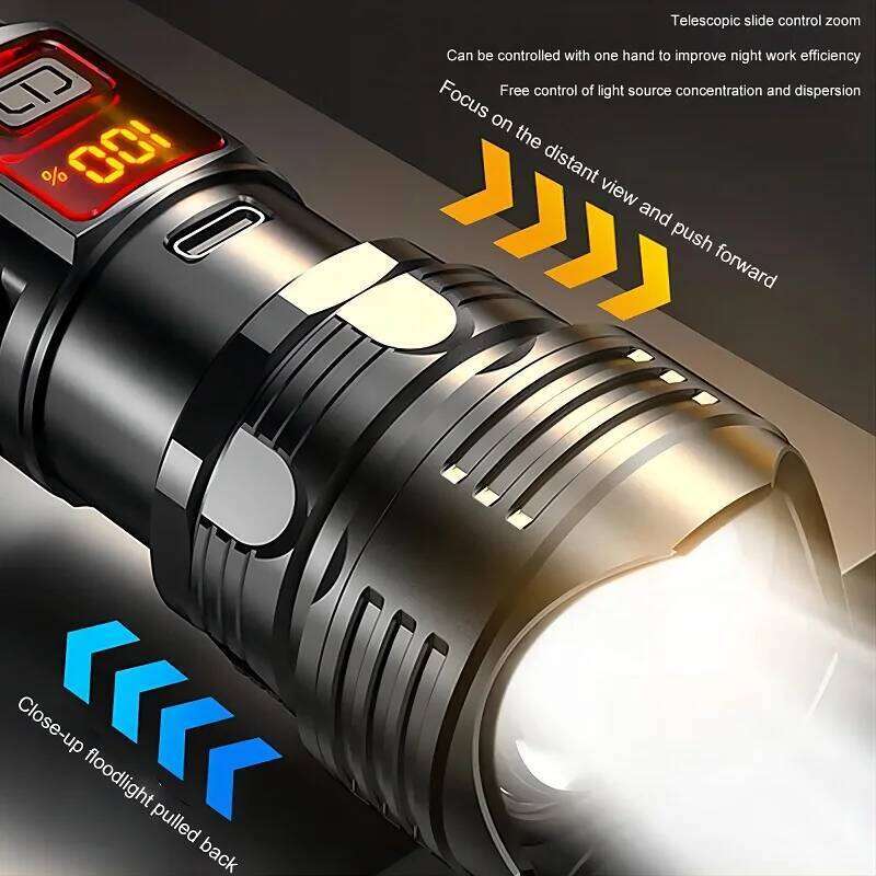 300000 LM High Power Led Flashlight Digital Display Portable USB Rechargeable Lantern Outdoor Tactical Torch Camping Work Lights Z260301