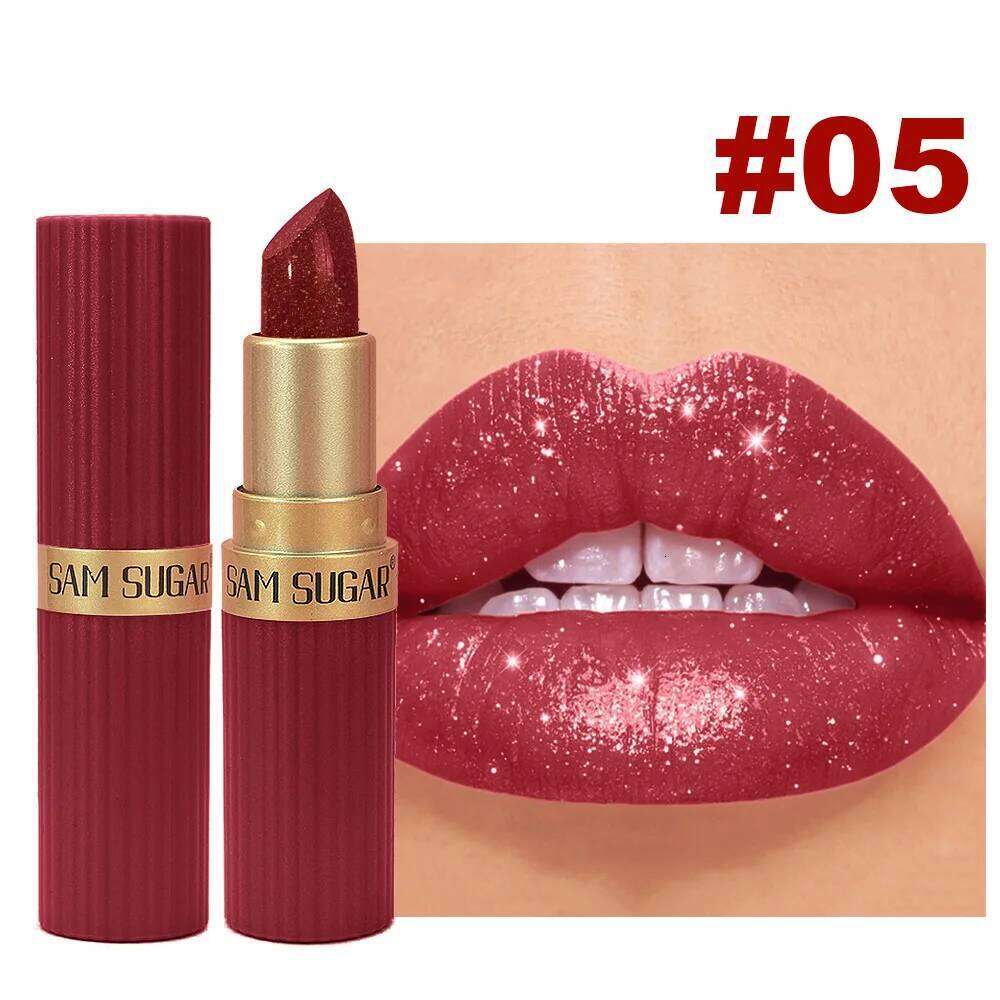 6colors Glitter Lipstick Waterproof Long Lasting Gloss Diamond Shimmer Pearl Lip Glaze Moisturizing Women Lips Makeup Novice H260302
