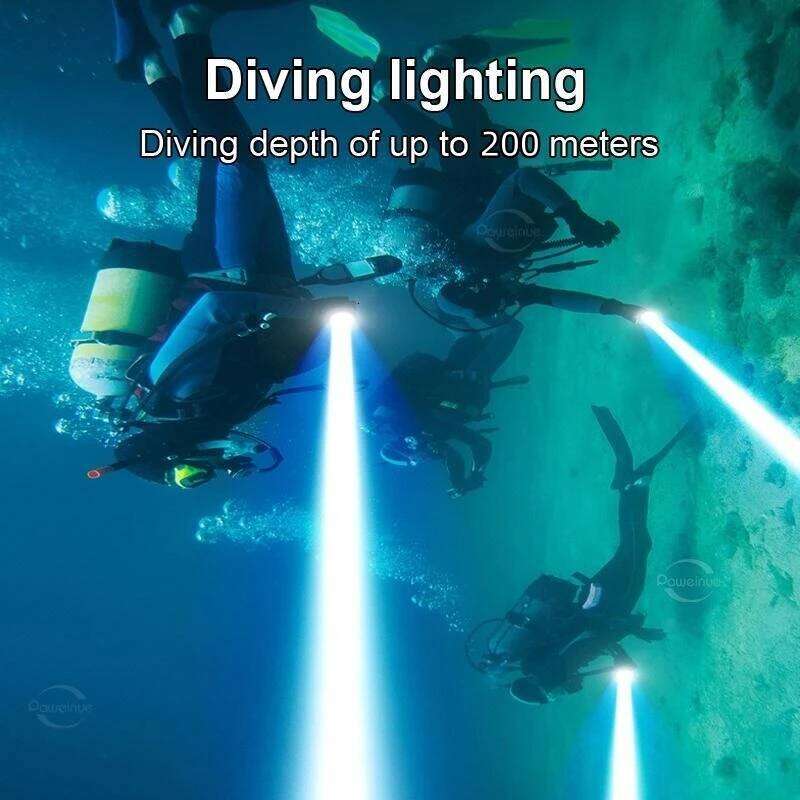 Zoom 200M Led Rechargeable Portable Professional Underwater Lantern IPX8 Waterproof Diving Flashlight Z260301