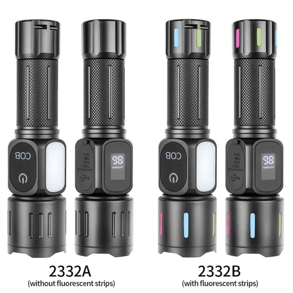 Super Bright White Laser LED Flashlight COB Side Work Light Zoom Rechargeable Bottom Magnet Fluorescent Strip Torch for Outdoor Z260301