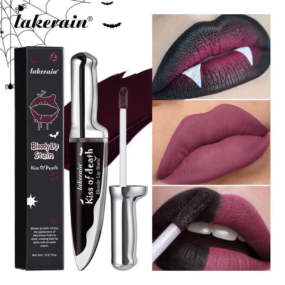 Lakerain Matte Stain Long-lasting Waterproof Lipstick Makeup Highly Pigmented Lip Tint Halloween Party Cosmetics H260302