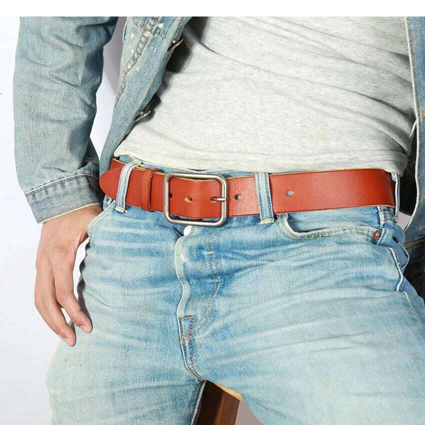 Vintage 100% Genuine leather Men High Quality Natural Cow Leather Men's Belt Male Strap for jeans or pants S260228