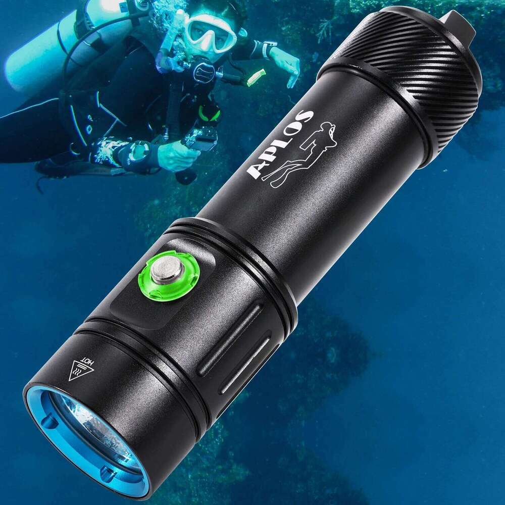 APLOS AP02 Scuba Diving Flashlight, 2500 Lumen Light 4 Modes Power Indicator, Waterproof Underwater Dive Torch with Re Z260301