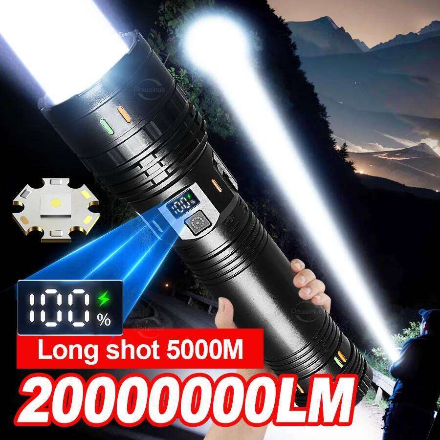 NEWEST 20000000LM Most Powerful LED Flashlights Super Bright Long Range 5000M Torch High Power Rechargeable Camping Lantern Z260301