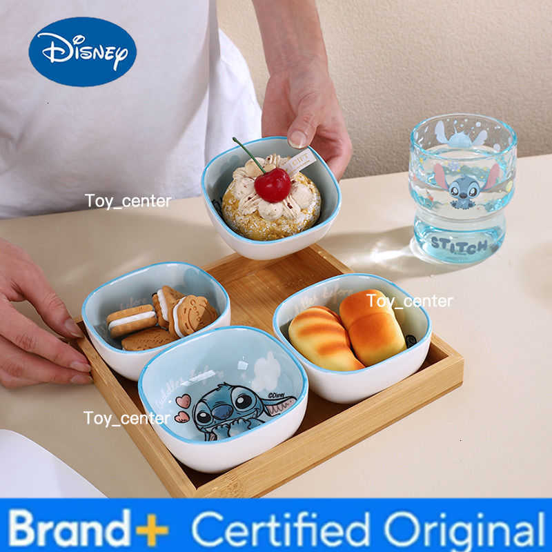 Disney Anime Lilo Stitch Sifang Ceramic Snacks Dipping Rice Bowl Set Ceramic Bowl H260302