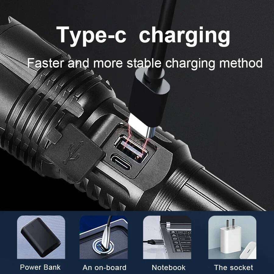 990000LM Most Powerful Flashlight Type-c Recharge 3000M Spotlight Tactical Flash Light 5000mAh High Power Led Flashlights Torch Z260301
