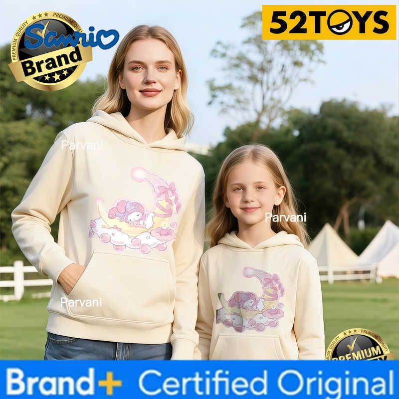 Sanrio 2026 Fall-Winter Dreamy My Melody Moon Family Hoodies 100 Cotton Loose Parent-Child Sweatshirts Single Piece Option Clothing H260302