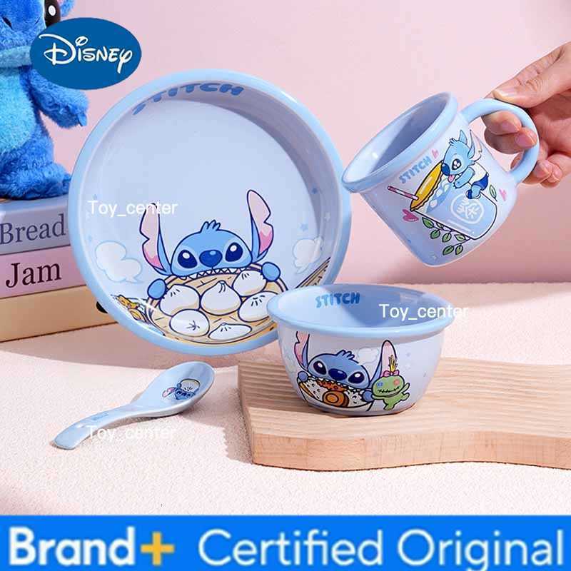 Disney Stitch Ceramic Rice Bowl Vegetable Dish Cute Cartoon Anime Merchandise ChildrenS Tableware Set For Household Kitchen Use Gift H260302