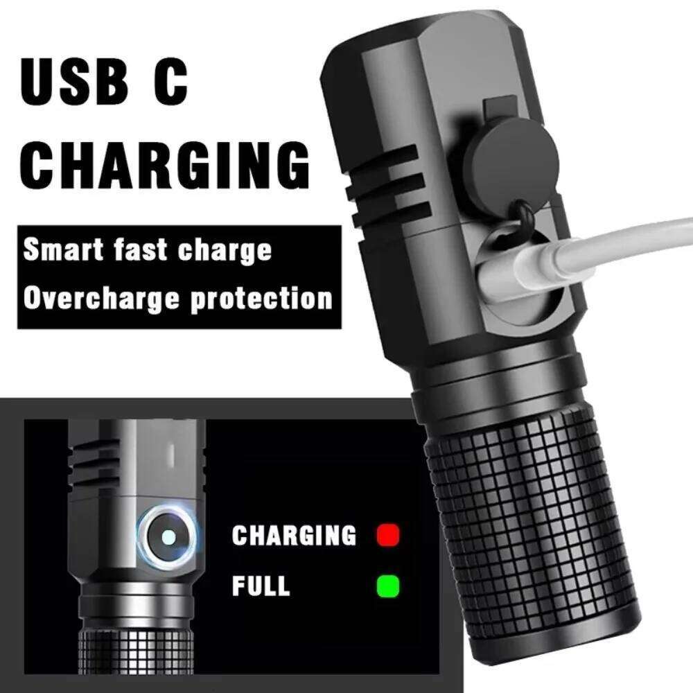 Super Bright XHP50 Mini LED USB Rechargeable Zoom Aluminum Alloy Tactical Flashlight for Outdoor Camping Fishing Z260301